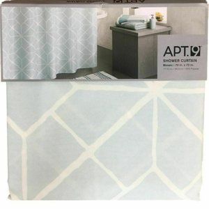 Apt 9 Fabric Shower Curtain Light Blue & White Pretty Mosaic NIP